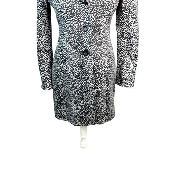 Vintage bebe Silver Metallic Leopard Animal Print Coat Lined Pockets USA Size 10 - Picture 4 of 10